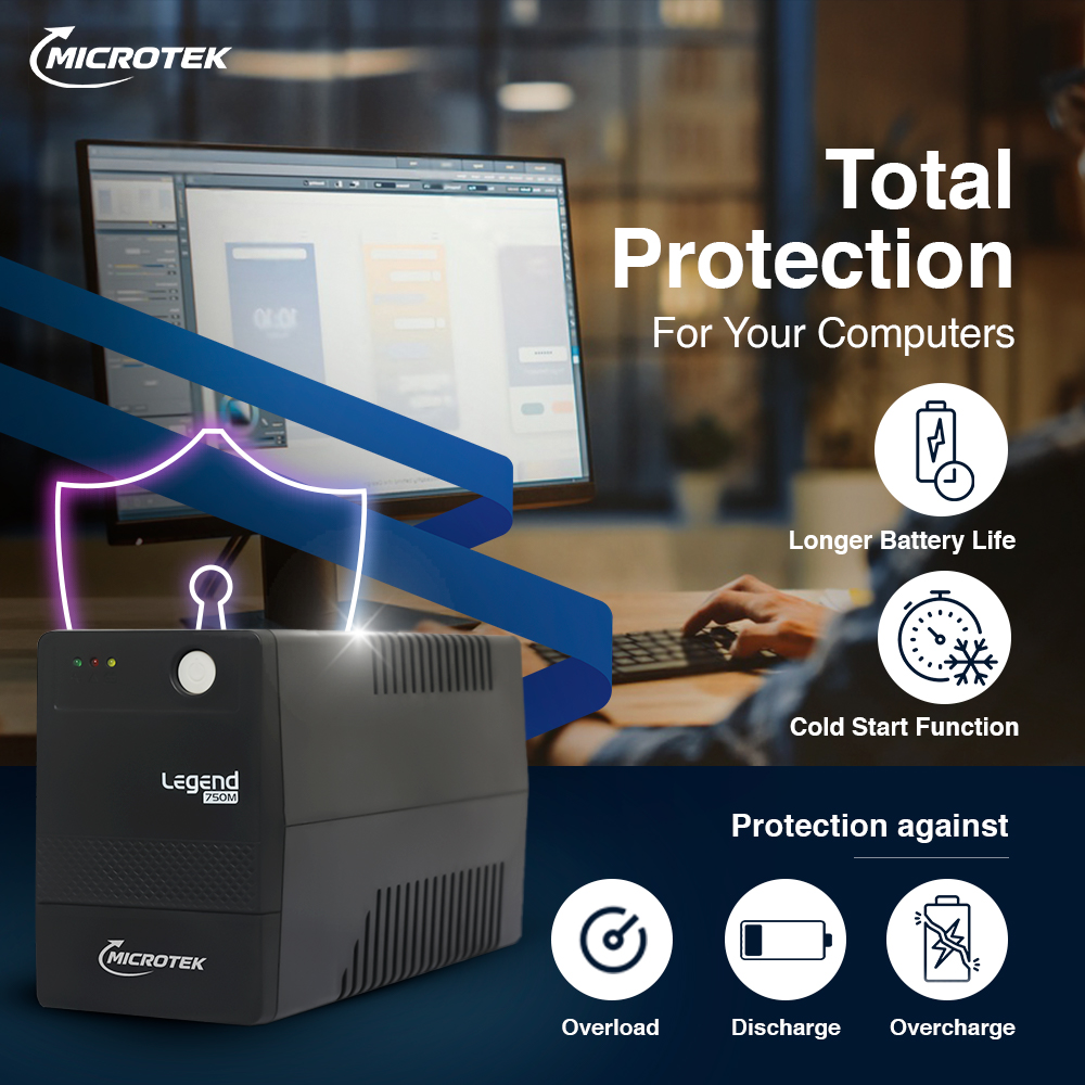 Microtek LEGEND 750M Legend 230 V Line-interactive Tower Model UPS with Overload Protection 3 Outlet Plugs