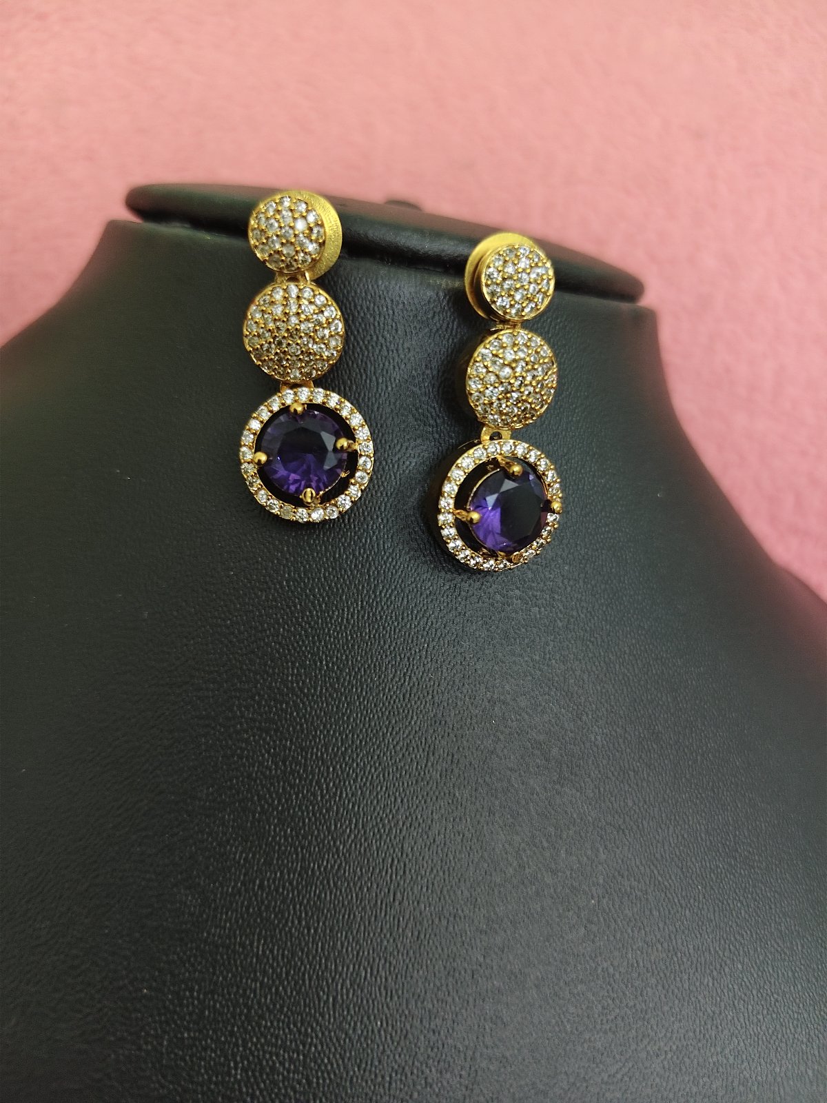 diamond finish earrings